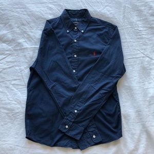 Ralph Lauren Button Down Logo Embroidered Featherweight Twill Shirt